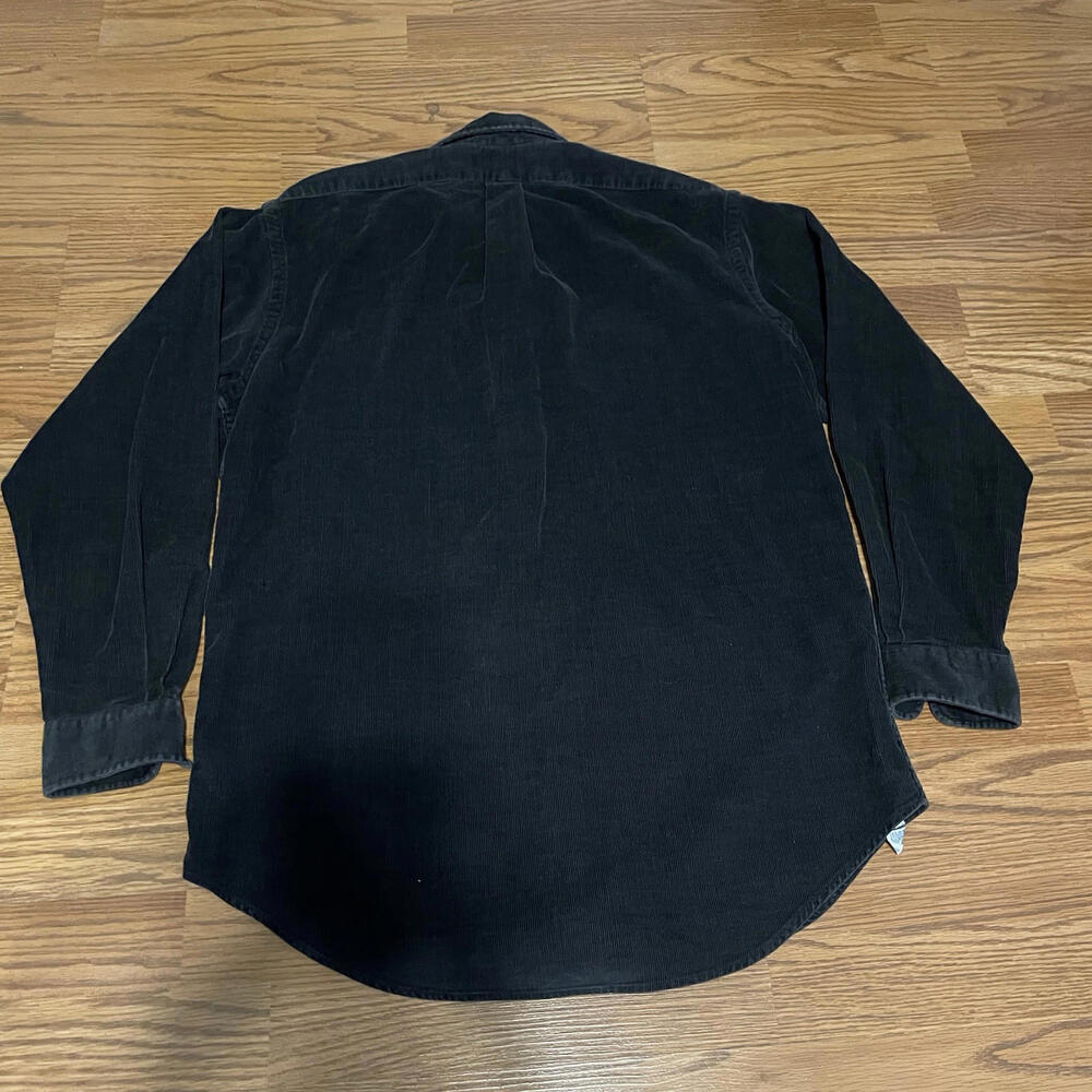 Polo Ralph Lauren Black Corduroy Shirt Double Pocket Vintage Mens Size M Rare - Picture 6 of 8